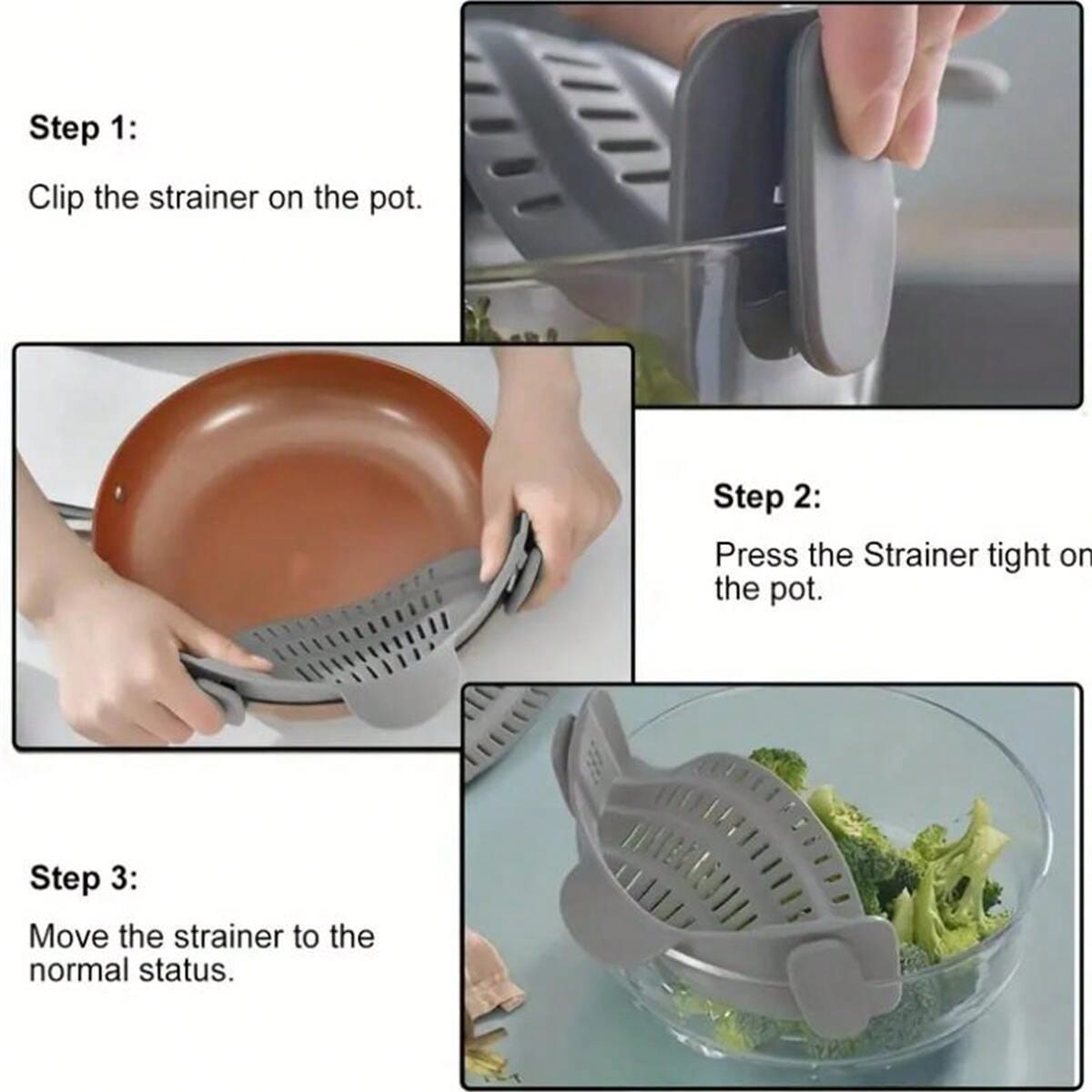 1pc Strainer, Silicone Pot Strainer, Adjustable Silicone Clip On Strainer For Pots Pans And