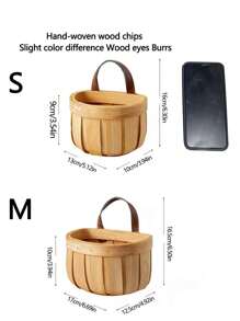 1 Miếng Gỗ Chips Bện Tỏi Và gừng Rổ Với Da Xử lý Đối với Đồ trang trí , Trái cây , Dã ngoại , Các loại khác nhau Lưu trữ , Thích hợp Đối với Phòng khách Phòng bếp - gừng - Xem 5