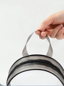 化妆包圆形pvc化妆包透明手提露骨收纳包迷你pvc钥匙硬币拉链袋可放隐形眼镜盒便携高级感女高档轻便防漏透明包化妆包透明小号流行随身旅行防水便携包粉底口红化妆品收纳包 - 無色 - 查看 4