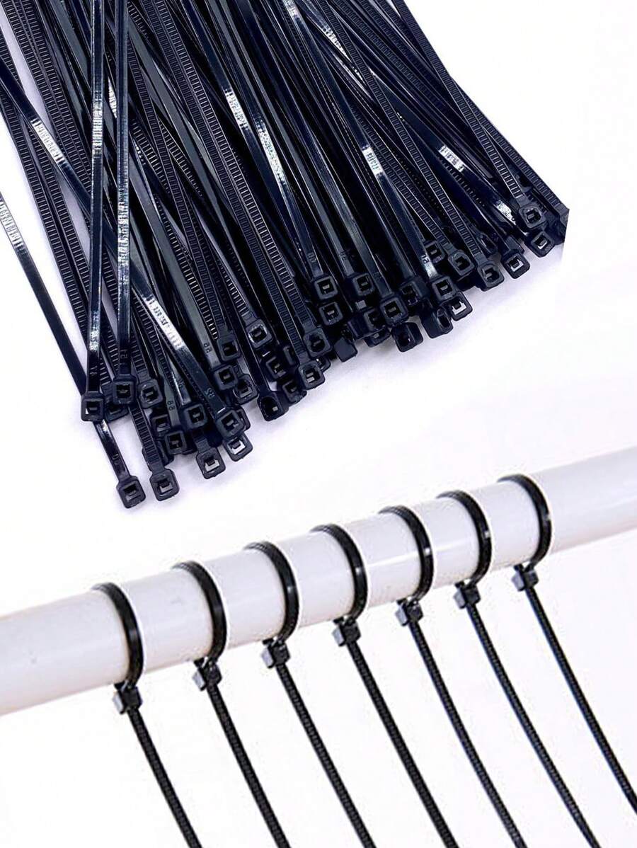 100pcs Anti-tamper Nylon Zip Ties With Self-locking Plastic Cable Ties - Black - View 1
