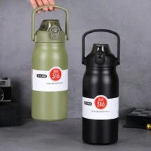 1個1000毫升不銹鋼隔熱杯,大容量吸管,大肚水瓶,運動户外水杯