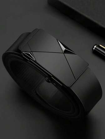 1pc Men's Fashionable Gun Black Automatic Buckle Belt, Casual All-Match Waist Belt Suitable For Daily Wear, As A Gift For Guys, Young & Middle-Aged Men's Business & Casual Belt Work Summer, School Fall, Autumn, Halloween Autumn-Winter Accessories,Suitable For Teens, Youth,Men,Casual, Outdoor, Athletic, Vacation, Graduation Gifts, Birthday, Daily Wear