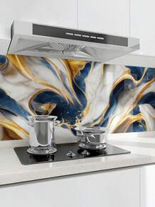 1 件深蓝色和金色大理石纹防水防油 PVC 自粘厨房配件抽屉/搁板衬垫、桌子/台面保护贴纸、家用黑板贴纸、大理石壁纸、翻新贴纸可剥离墙板、墙纸、壁纸、春季装饰品让您的家焕然一新、拉玛装饰贴纸礼物生日毕业 - 深藍金 - 查看 4