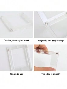 1pc magnetic photo frame, transparent color, ABS material, strong and durable, can store 3-inch photos - multiple photo frames can be assembled into different shapes, full of fun - White - View 9