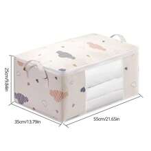 1 Pieza Bolsa De Almacenamiento Plegable Para Edredón Grueso Con Mango, Cremallera Y Ventana Visual Para La Organización De Ropa Y Armario (azul Oscuro) - Azul marino - Ver 2