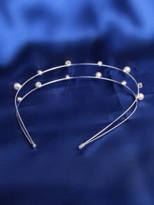 Đúng mốt Hàng đôi Pha lê & Trang trí ngọc trai Băng đô cài tóc Phụ kiện - Bạc - Xem 5