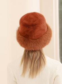 1入組毛茸茸的桶帽，備有人造貂皮毛茸茸襯裡，加厚設計，多用途，時尚奢華禮品帽