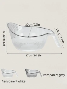 1pc Multi-Functional Kitchen Rice Washing & Straining Basket With Handle, Fruit Tray And Vegetable Drainer For Home Use - Transparent White - View 2