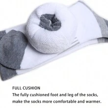 6雙男式超柔軟保暖徒步襪,全罩匹配,厚實重量級防寒靴襪,適用於戶外運動,跑步,冬季 - 白色 - 查看 4