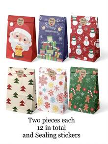 12pcs Christmas Gift Paper Bags - Multicolor - View 3