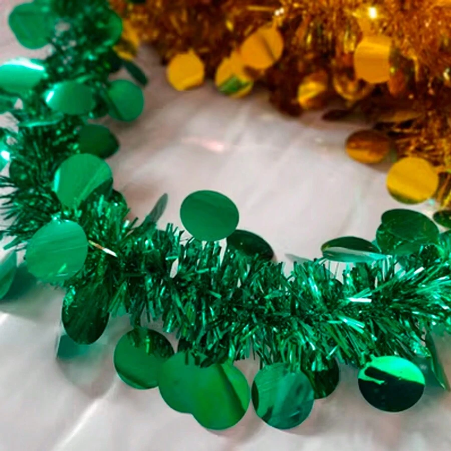 Escarcha Decorativa Navideña Para Casa Paquete Con 3, 6 o 12 Piezas De 2 m Cada Una Modelos de Perlas Brillantes - Verde - Ver 1