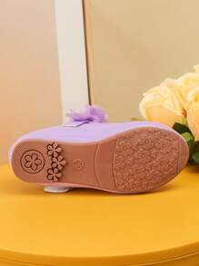 2025 Fashionable Solid Color Flower Painted Leather Round Toe Non-Slip Flat Casual Princess Shoes, Suitable For All Seasons