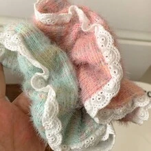 1入秋季風格蕾絲蝴蝶結髮圈女士,可愛的森林主題和毛線髮帶