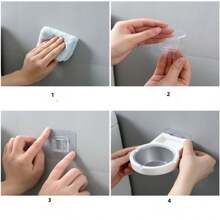 1入不銹鋼多功能煙灰缸,白色極簡風格,可貼式壁掛、免打孔,可拆式,適用於廁所、浴室,用於收集煙灰和放置 - 白色 - 查看 4