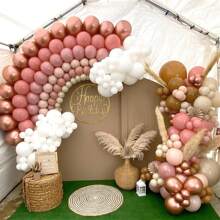 50/132pcs Retro Pink Balloons Latex Balloons Different Sizes 18 12 10 5 Inch Party Balloon Kit For Valentine's Day Birthday Baby Shower Wedding Princess Theme Party Decoration