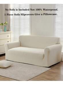 純色稍有防水加厚沙發套1件高彈性帶防滑泡沫條可洗四季通用沙發套/1件(不是100%防水) - 米色 - 查看 5