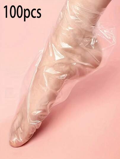 100 Piezas Máscara Desechable Para Pies Que Hidrata Y Previene Las Grietas, Cubierta De Plástico Para El Cuidado De Los Pies, Cubierta Para Zapatos Y Remojo De Pies, Impermeable Y Transparente (adecuado Para Spa, Pedicura Y Tratamiento De Pies)