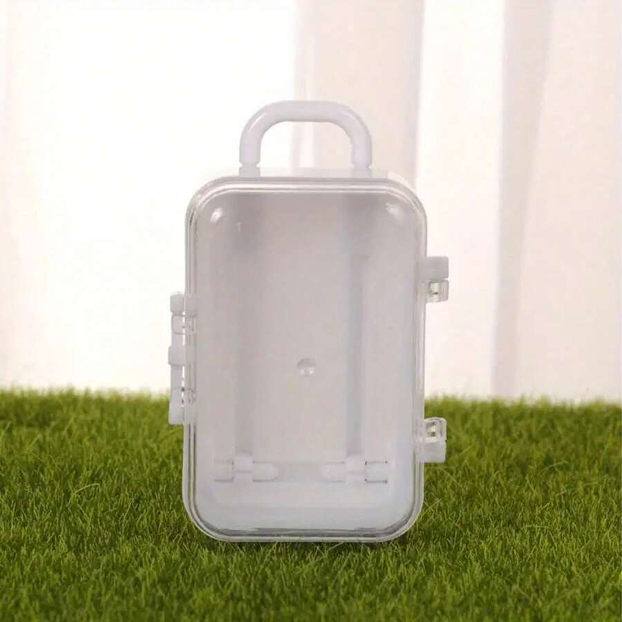 1pc Mini Candy-colored Rolling Storage Box, Simple Portable Luggage Organizer, Desktop Tidy Box - White - View 1