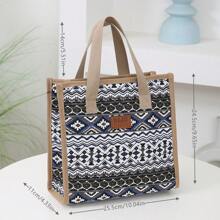 New Striped Pattern Lunch Bag Suitable For Work And Commute, Fashionable All-match Shopping Bag And Mommy Bag - Blue and White - View 6