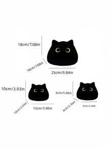 1 件可爱卡哇伊黑猫毛绒枕头娃娃 - 儿童圣诞节、万圣节、生日礼物 - 黑色 - 查看 2