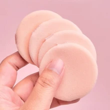6pcs/set Velour Powder Puff, Round Puff, Hook Puff, Makeup Loose Powder Puff, Body Powder Puff, Dry Powder Puff, For Home And Professional Makeup Artist Use - Beige - View 3