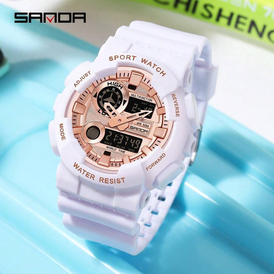 三代 1入組多功能男女電子手錶,時尚簡約自動指針及數字刻度盤,防水,適合於運動和休閒自用,3015款 - 玫瑰金 - 查看 1