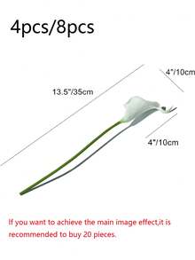 4入/8入白色花朵人造海芋絲絨花,13.4英寸,適用於母親節家居廚房和婚禮,帶有花枝,適用於花瓶裝飾、餐桌裝飾、家居裝飾美學