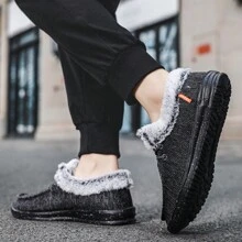 Loafer Shoes for Women Men Winter Thicken Warm Shoes Comfy Slip on Casual Shoes Short Snow Boots Plus Size