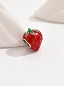 1 Pieza Atractiva Cuentas Rojas Con Diseño De Fresa Para La Fabricación De Brazaletes Y Collares Diy