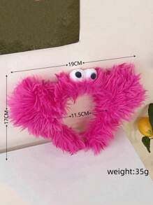 1件可愛毛絨小怪獸女孩發帶,洗臉頭帶,禮物,派對頭飾 - 玫紅色 - 查看 5