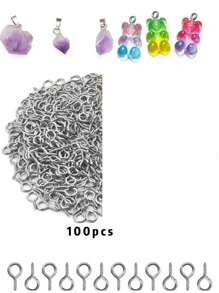 50pcs/100pcs/200pcs Mini Eye Pins For Diy Jewelry Making With Eyelet And Screw Threaded Golden/silver Lobster Clasps, 8x4mm