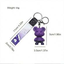 1pc Creative Color Changing Bear Doll Keychain, Fashion Couples Car Keyring Pendant - Blue - View 7