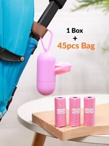 個收納容器 + 3 個尿布袋，45 件（每袋 30x22 公分），易於攜帶和清潔 - 粉色 - 查看 1