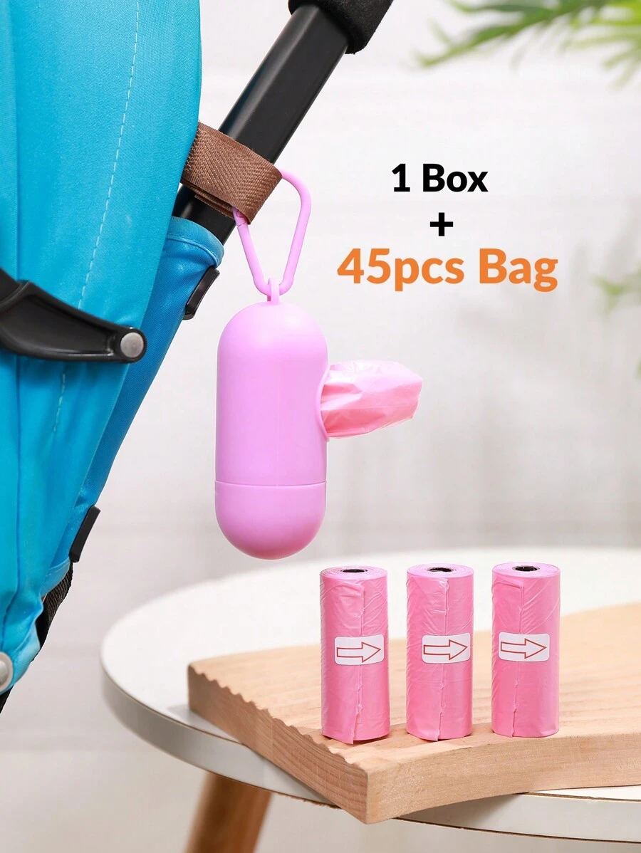 個收納容器 + 3 個尿布袋，45 件（每袋 30x22 公分），易於攜帶和清潔 - 粉色 - 查看 1