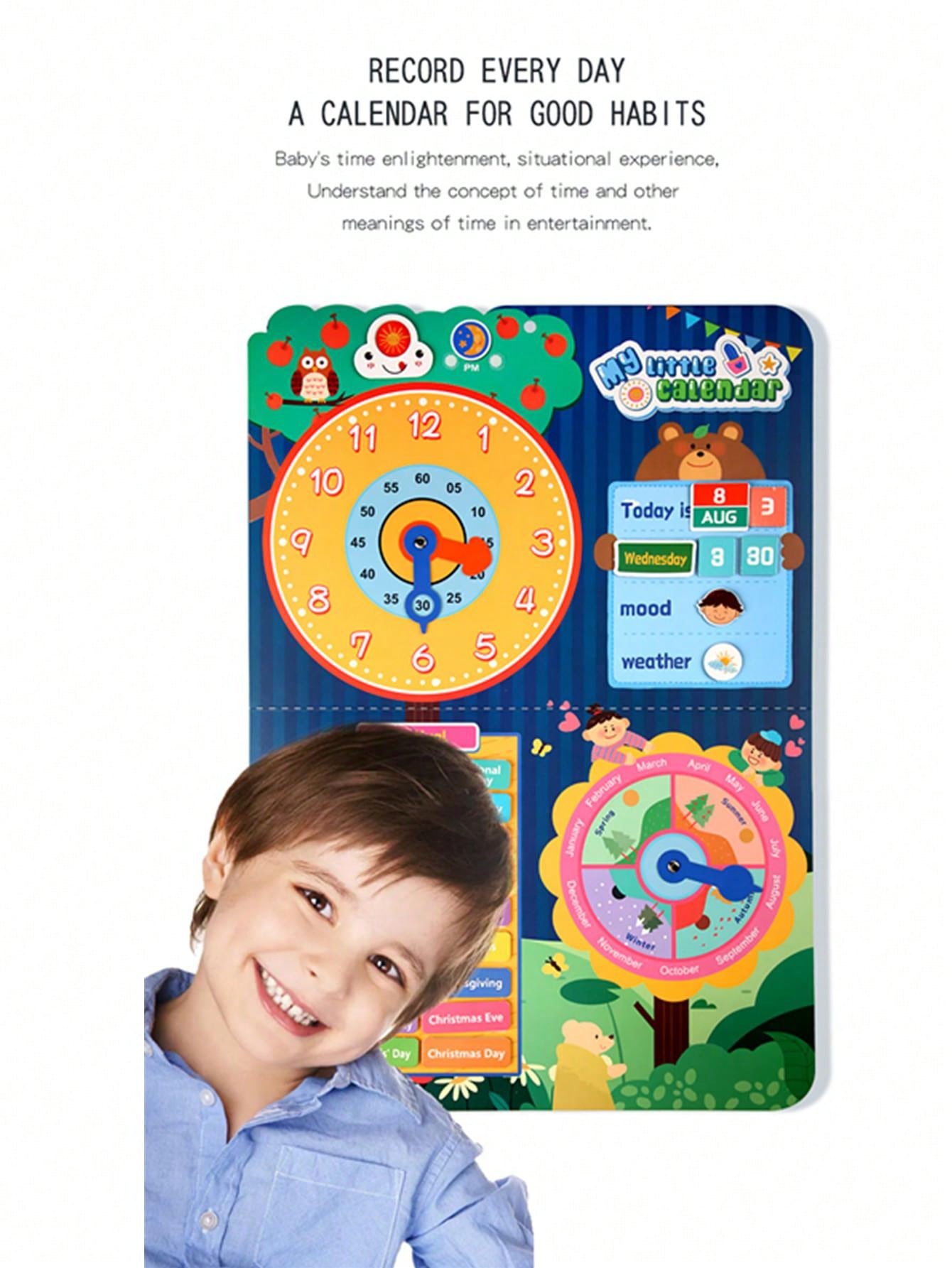 Children's Calendar, Weather And Week Sticker Cards Educational Puzzle ...