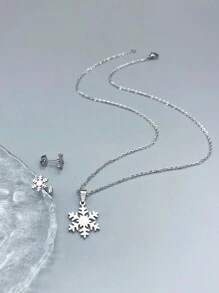 3入組雪花項鍊和耳環 - 銀色 - 查看 1