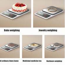 1 件小型電子秤,電池/usb 充電,高精度廚房秤,適用於烘焙和食品、商業/個人用途 - 白色 - 查看 7