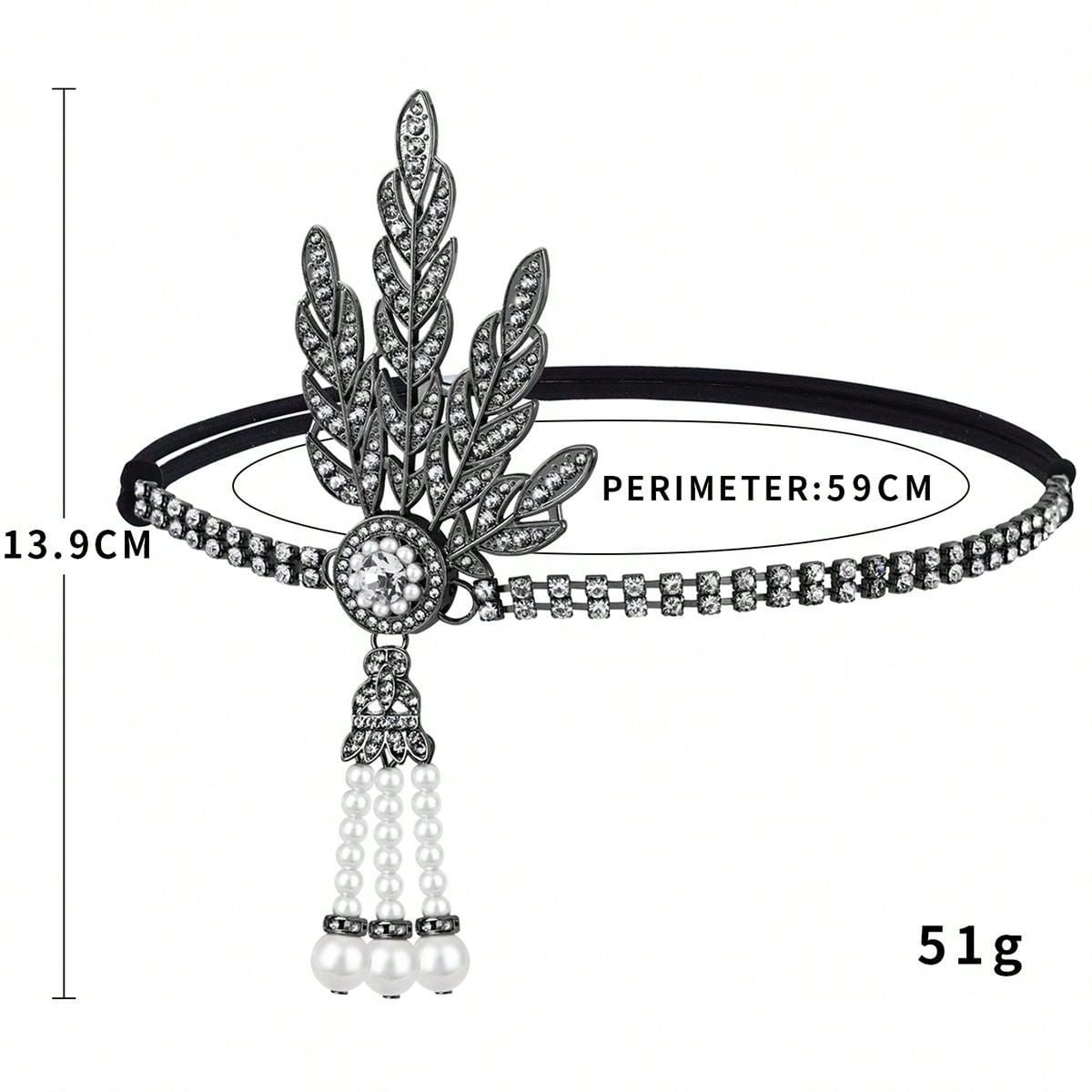 1920s Masquerade Party Costumes Accessories Bachelor Party Lady Headband Pearl Tassel Metal Leaf