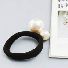 5 chiếc dây buộc tóc ngọc trai đơn giản và thanh lịch dành cho nữ và phụ kiện tóc - màu đen - Xem 4