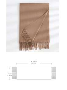 1 Miếng Của phụ nữ vui tươi Và Dễ thương Bắt chước Cashmere Số lớn Tua dài Màu thuần Cổ điển Ấm áp Khăn choàng , Cặp đôi Qủa tặng Giải trí - màu đen - Xem 7