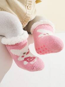 1 雙嬰幼兒冬季襪子 - 可愛紅色,厚毛絨襯裡,防滑鞋底,柔軟溫暖及膝高襪,適合日常穿著 - 彩色 - 查看 5