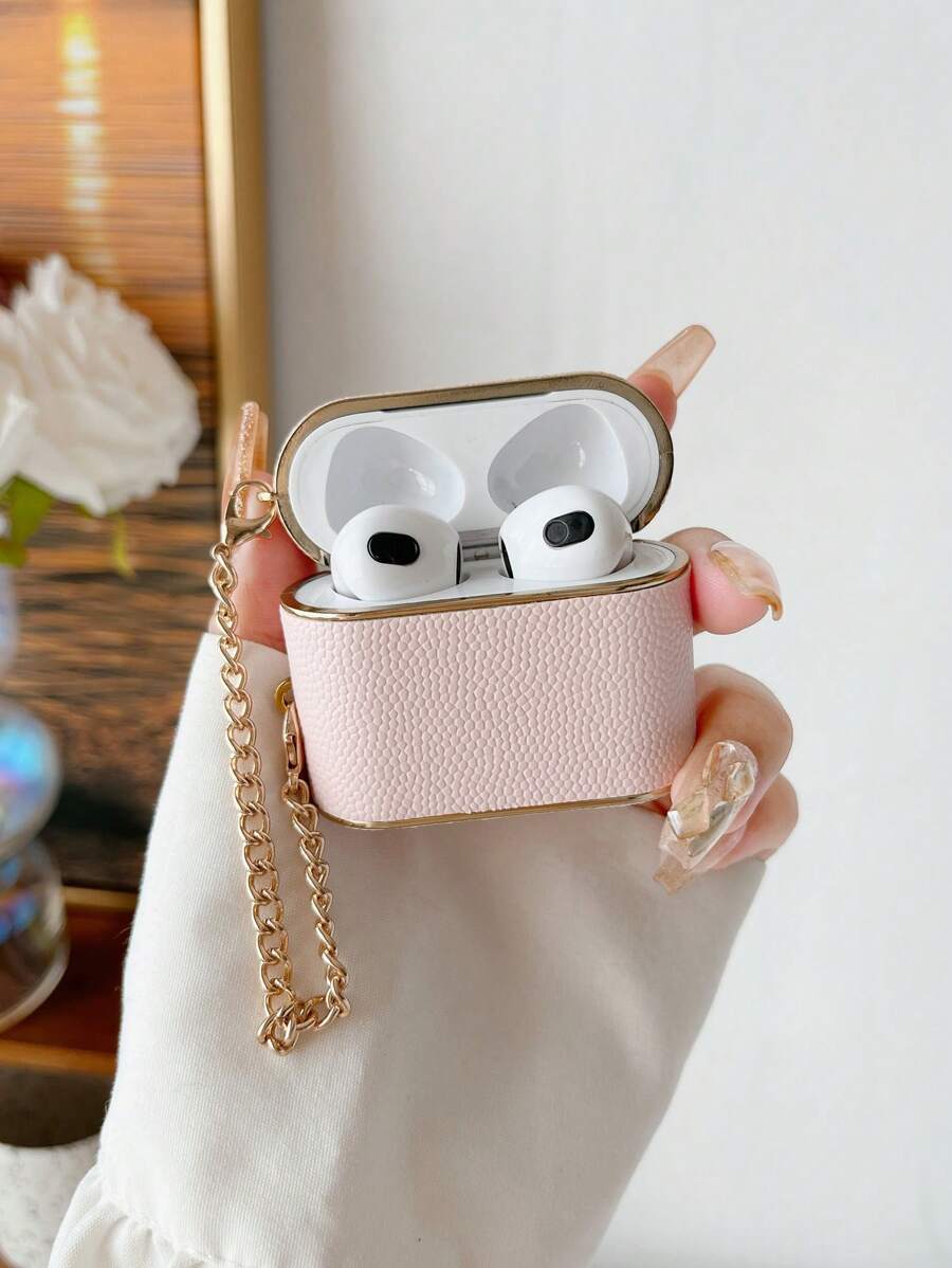 1 件粉色无线防摔耳机盒 PC 球纹皮革耳机保护套适用于 Airpos Pro 兼容 Airpods1/2 AirPods Pro