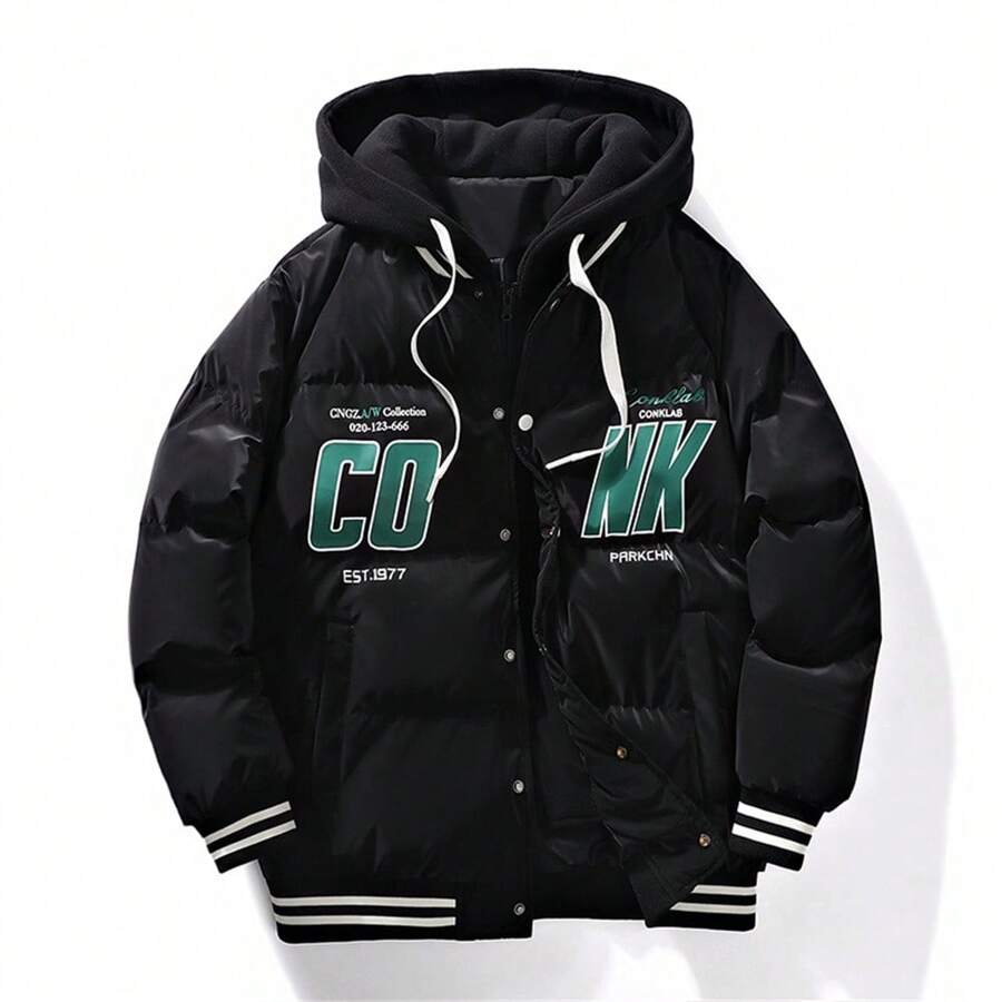 Men's Fashionable Hooded Thickened Down Padded Coat