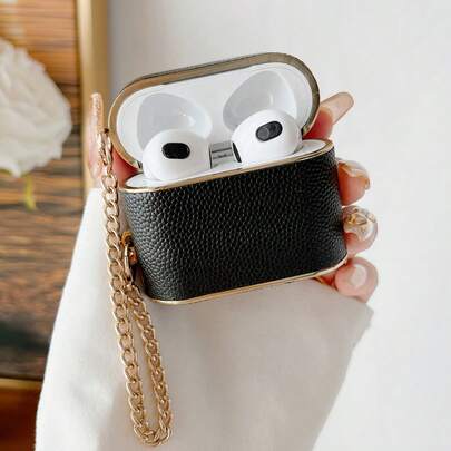 苹果 1 件黑色防震无线耳机盒，采用 PU 皮革和纹理，兼容 Airpods Pro，兼容 Airpods1/2 AirPods Pro