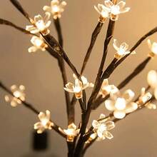 Luces de cadena con flor y rama simuladas con LED, 20 bombillas, para decoración de habitación (funciona con pilas, pilas no incluidas), iluminación para jardín exterior, camino, patio - Beis - Ver 3