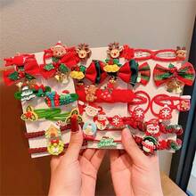 10pcs Christmas Tree Pattern Hair Clip & Hair Tie Set - Red - View 5