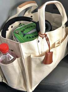 時尚媽媽&嬰兒多口袋尿布包帶分開隔間,理想適用於戶外運動 - 米色 - 查看 5