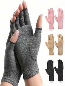 Soft And Warm Alpaca Wool Half-Finger Gloves For Winter - Grey - View 1