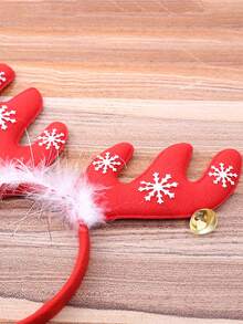 1入組聖誕節主題鈴鐺和米色馴鹿角頭箍,可愛時尚風格,絕佳增添節慶氣氛,適合成人和兒童穿戴,適用於各種場合 - 卡其色 - 查看 3