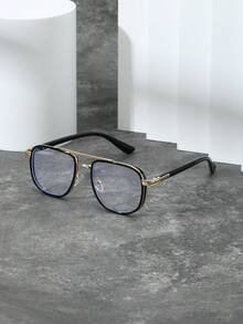 1 件装多边形金属框架眼镜，适合男士商务休闲风格 - 黑色 - 查看 4